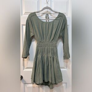 Free People Prettiest Pleats Sage Mini Dress Size M Beach Party Vacation Festive